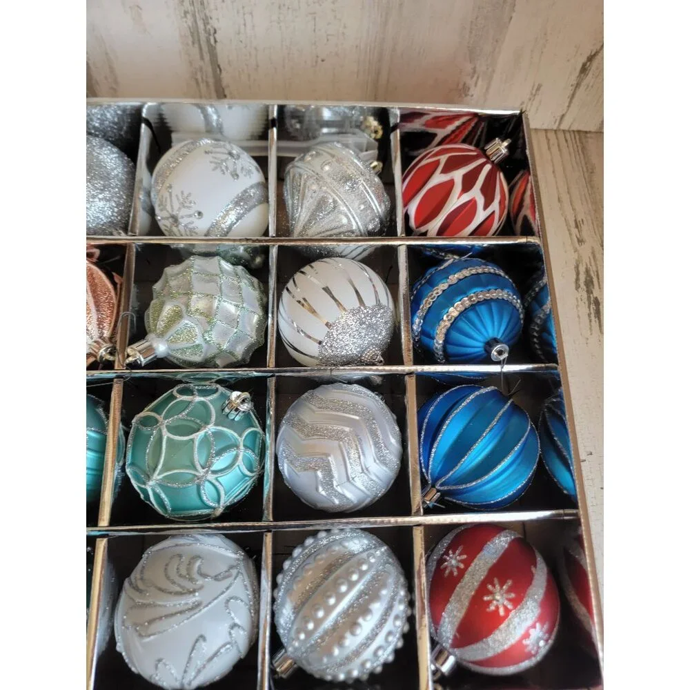 Shatterproof glitter unique variety ball ornaments set Xmas snowflake decor‎